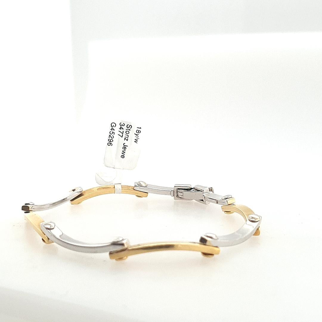 Estate 18ct Two Tone Bar Bracelet