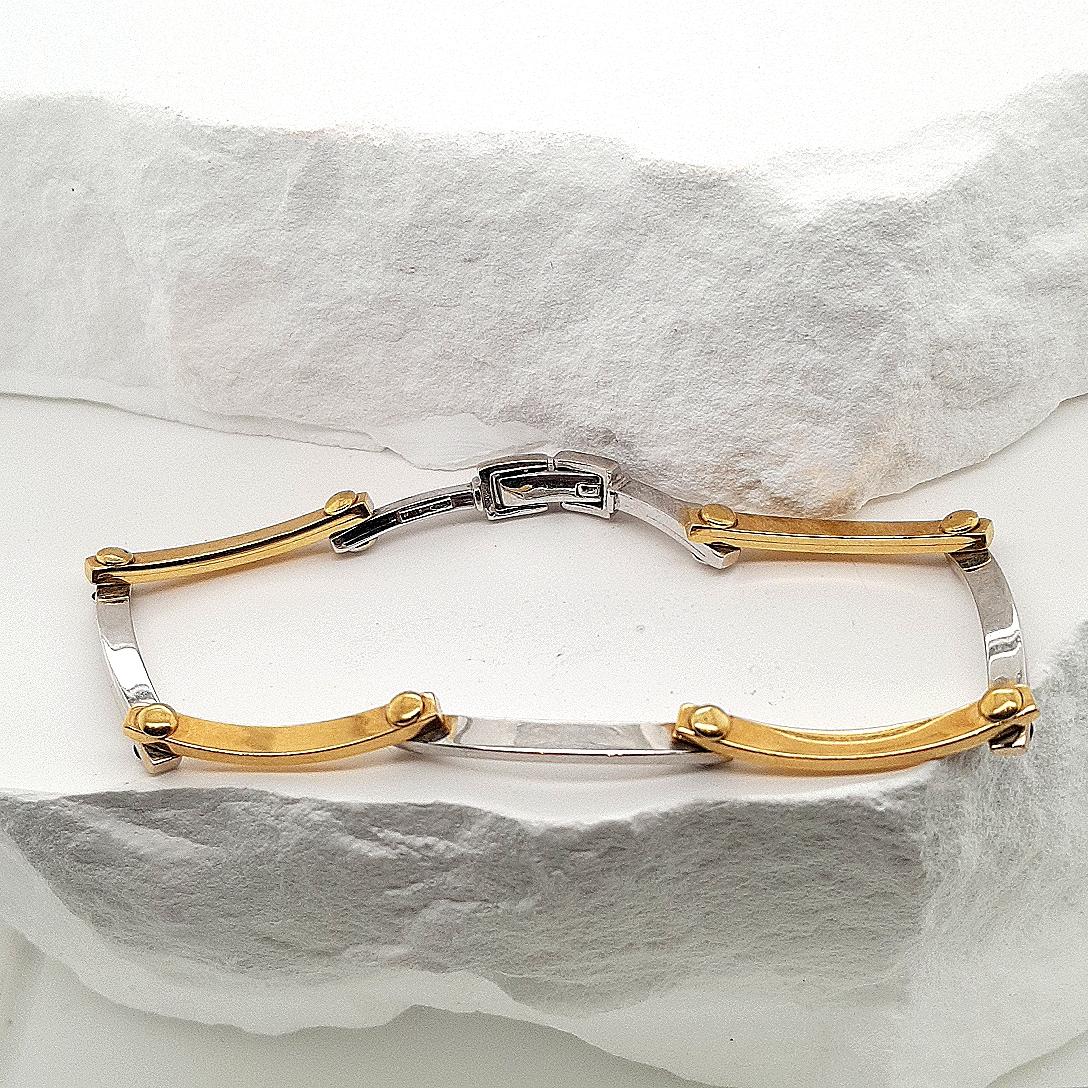Estate 18ct Two Tone Bar Bracelet