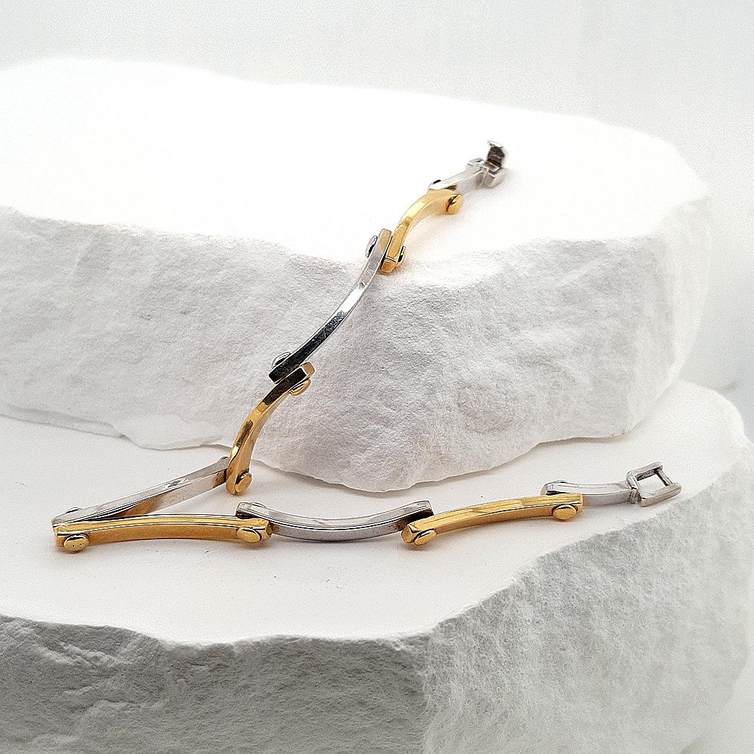 Estate 18ct Two Tone Bar Bracelet
