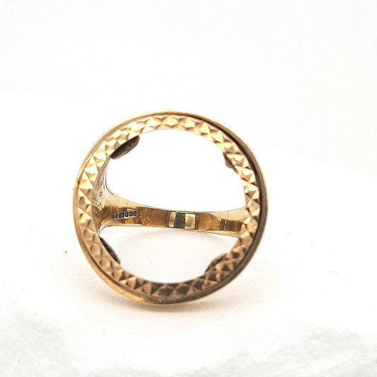 Estate 9ct Yellow Gold Full Sovereign Ring Mount