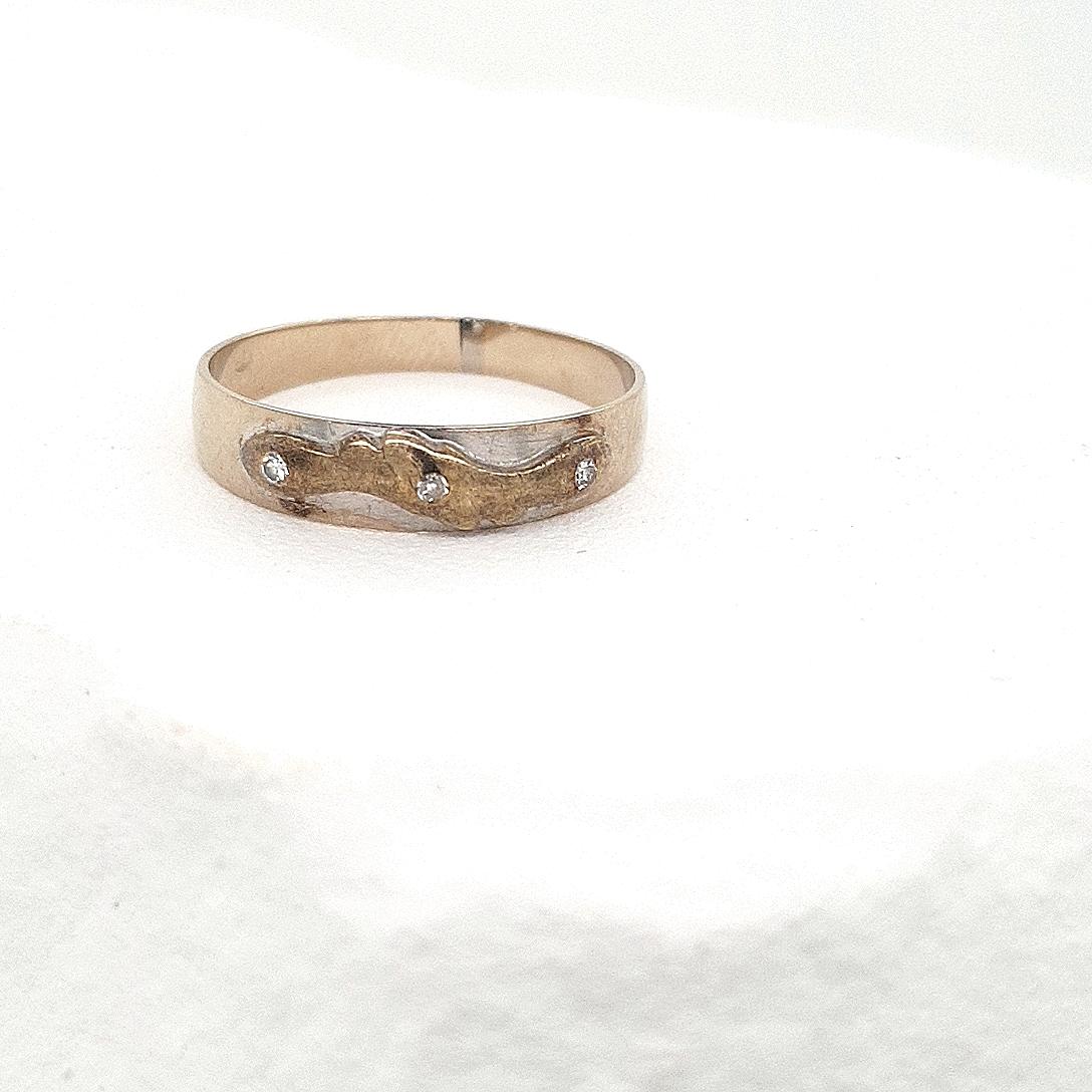 Estate 18ct Two Tone Diamond Band