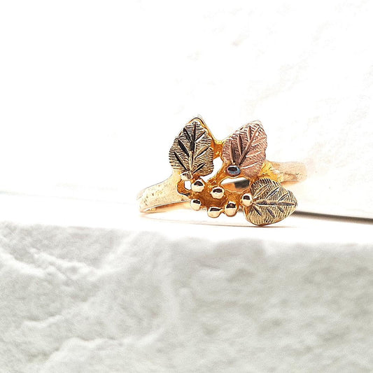 Estate 10ct Yellow and Rose Gold Leaf Ring