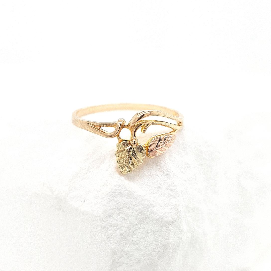 Estate 10ct Yellow and Rose Gold Leaf Ring