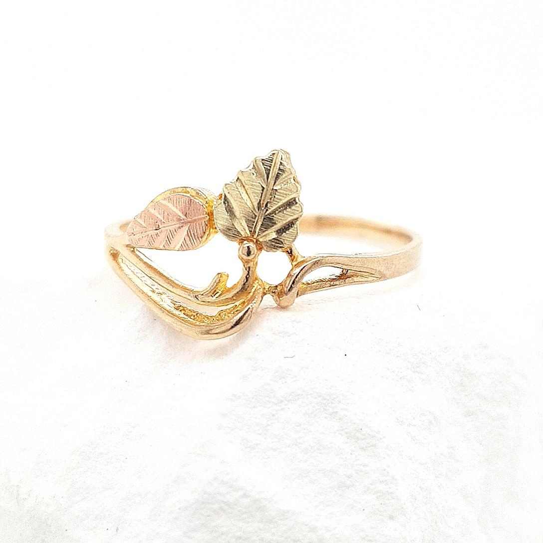 Estate 10ct Yellow and Rose Gold Leaf Ring