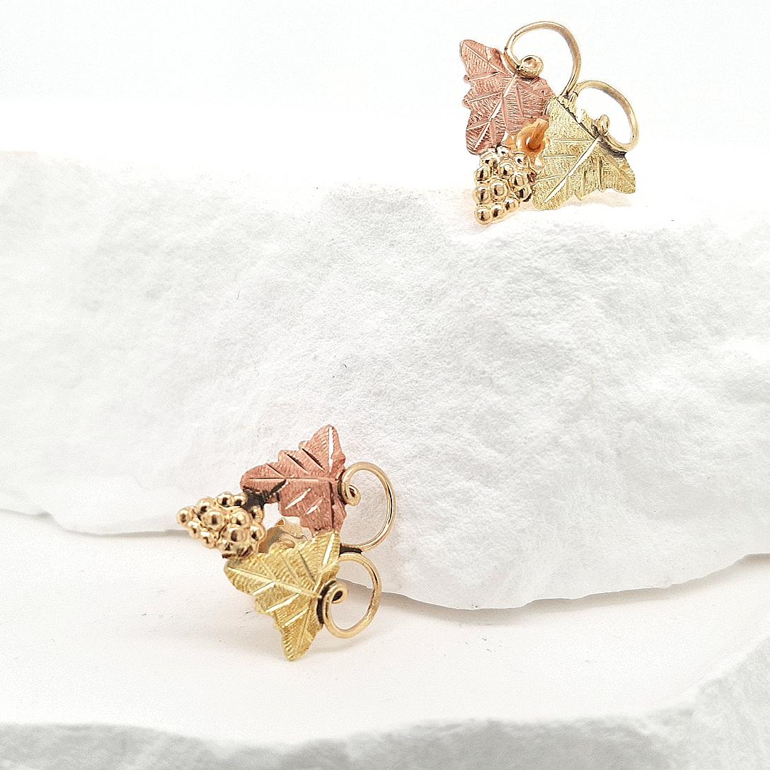 Estate 12ct Yellow and Rose Gold Leaf Stud Earrings