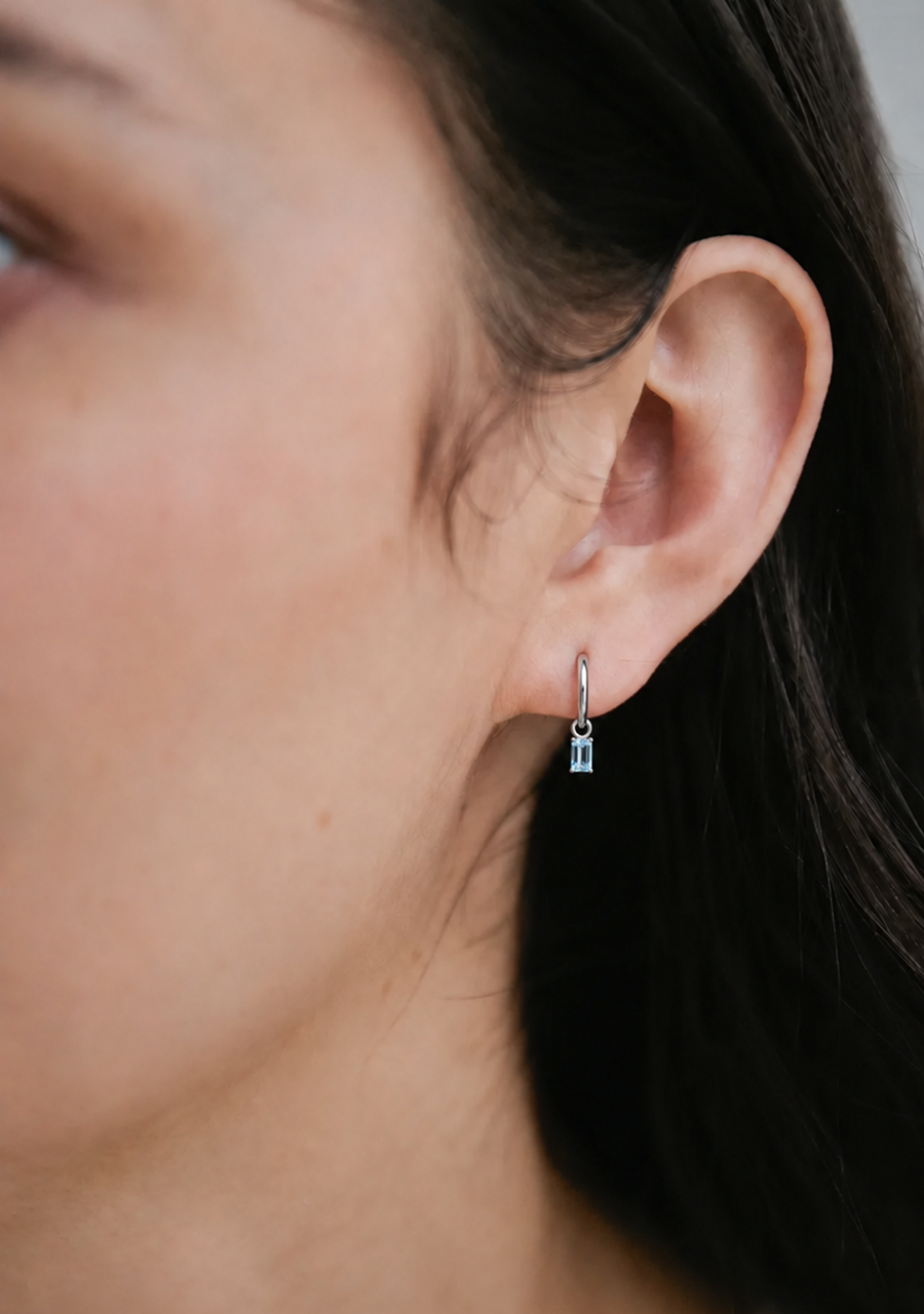 Lucie Sterling Silver Blue Topaz Rectangle Earrings