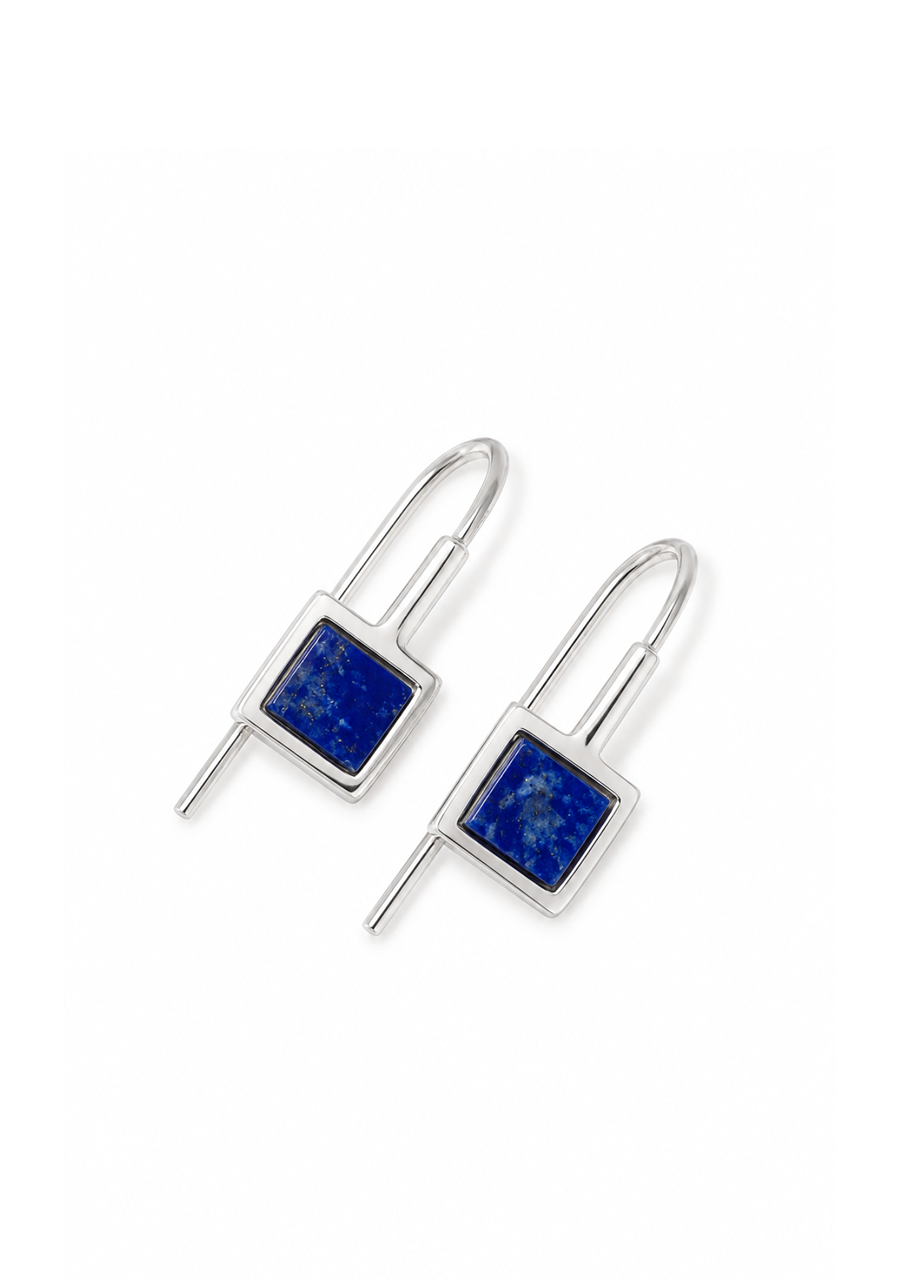 La Stele Sterling Silver Lapis Petite Hook Earrings