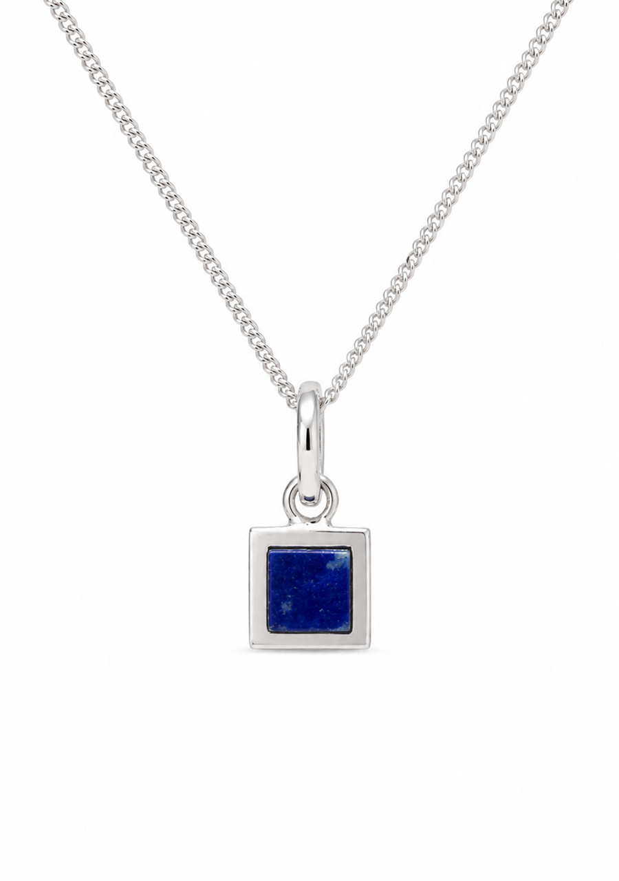 La Stele Sterling Silver Lapis Petite Necklace