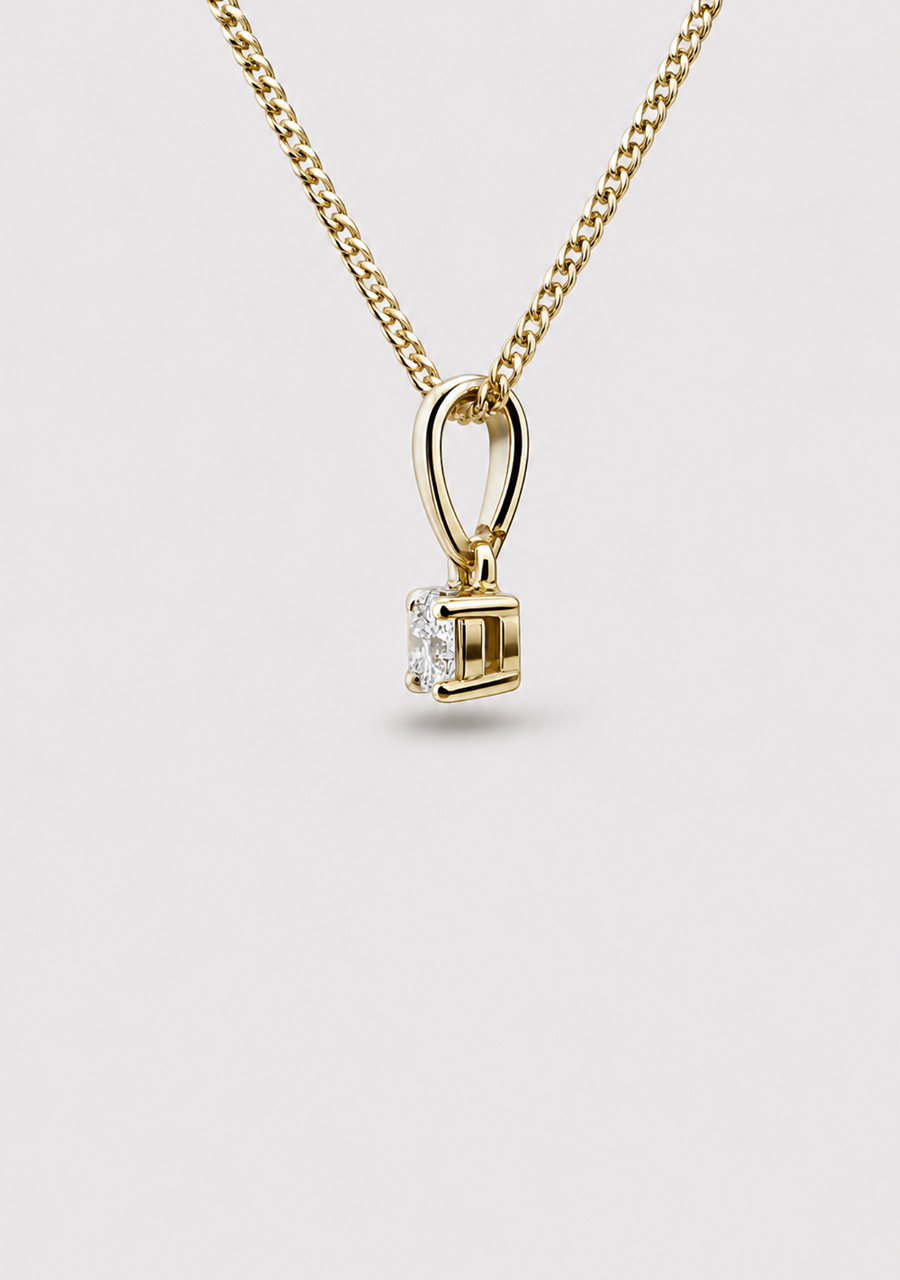Diamond 9ct Yellow Gold Solitaire Pendant
