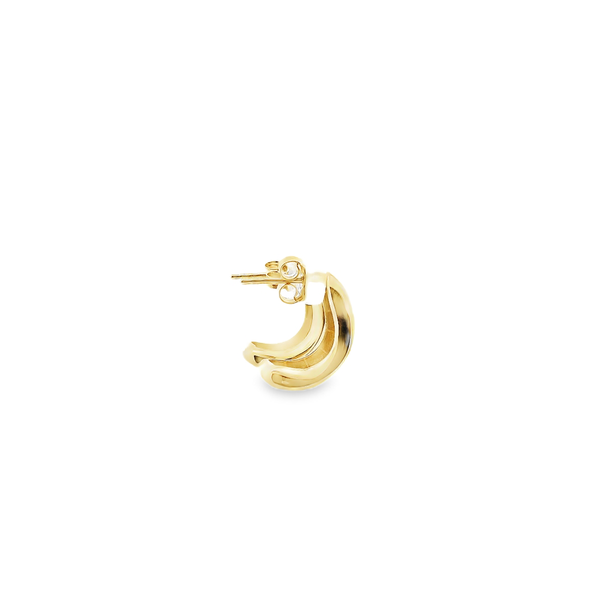 9ct Yellow Gold Polished Half Curved Stud Earrings