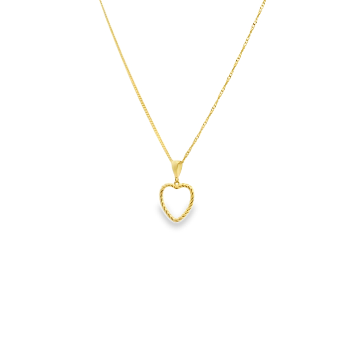 9ct Yellow Gold Open Heart Rope Border Pendant