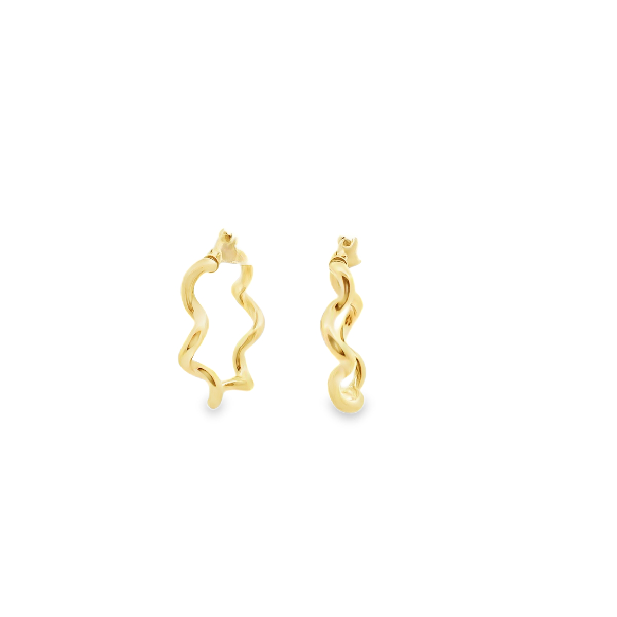 9ct Yellow Gold Twist Wave Hoop Earrings