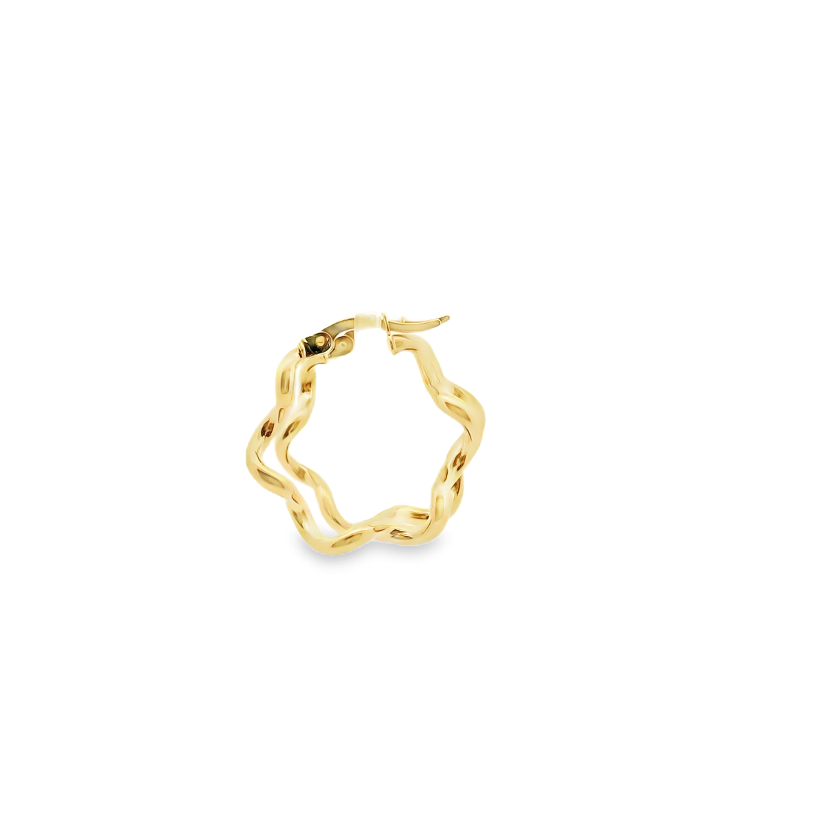 9ct Yellow Gold Twist Wave Hoop Earrings