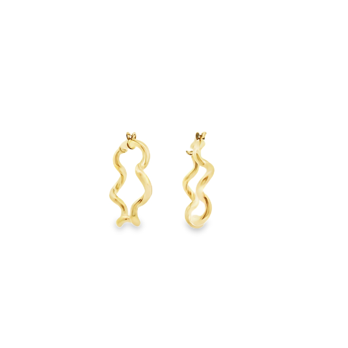 9ct Yellow Gold Twist Wave Hoop Earrings