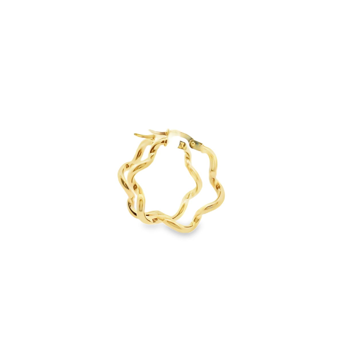 9ct Yellow Gold Twist Wave Hoop Earrings