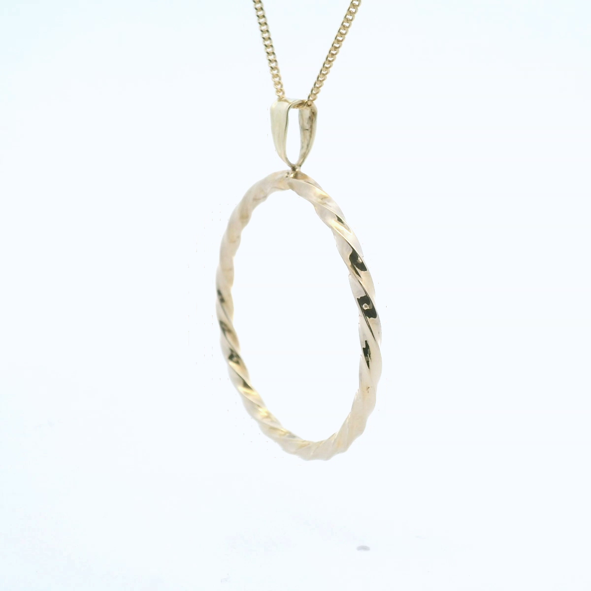 Estate 9ct Yellow Gold Twisted Open Circle Pendant