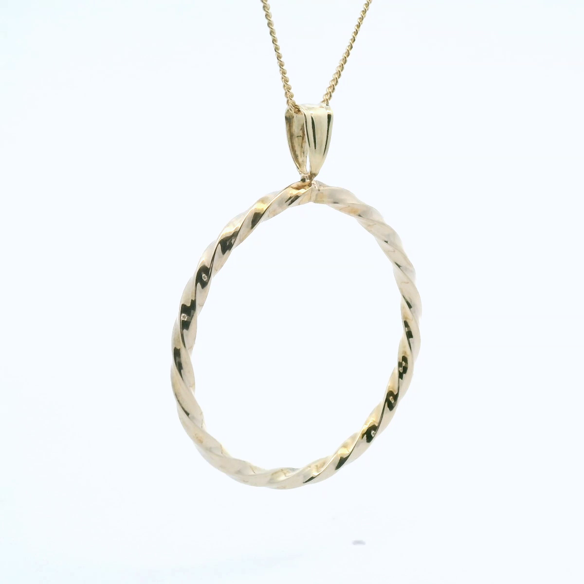 Estate 9ct Yellow Gold Twisted Open Circle Pendant