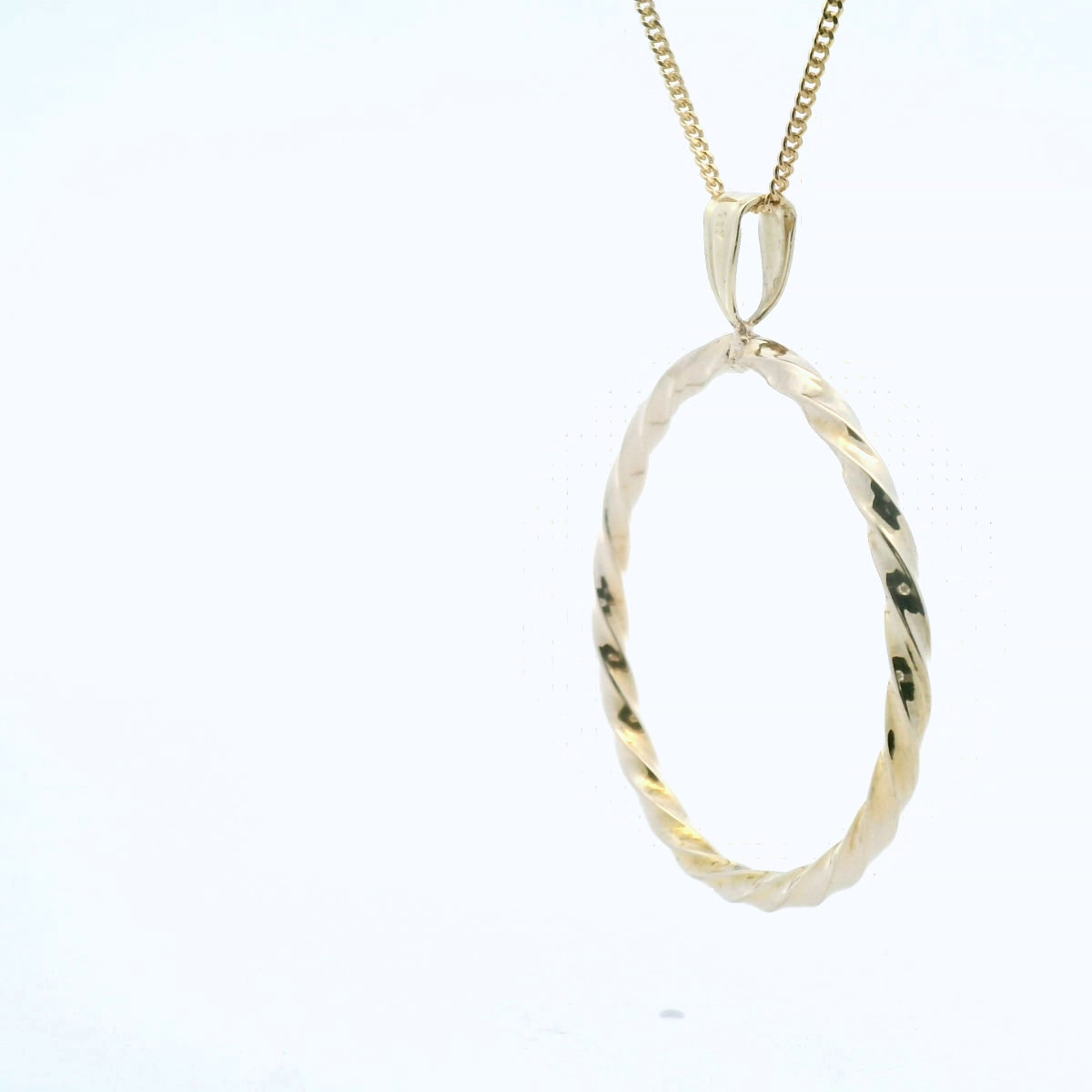 Estate 9ct Yellow Gold Twisted Open Circle Pendant