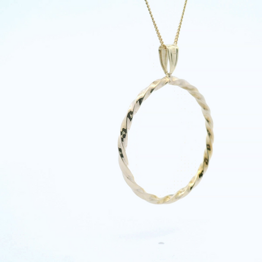 Estate 9ct Yellow Gold Twisted Open Circle Pendant