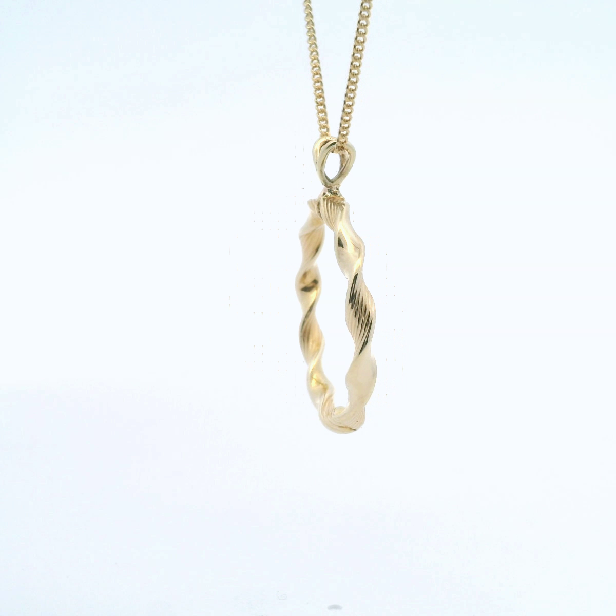 Estate 9ct Yellow Gold Twisted Open Circle Pendant