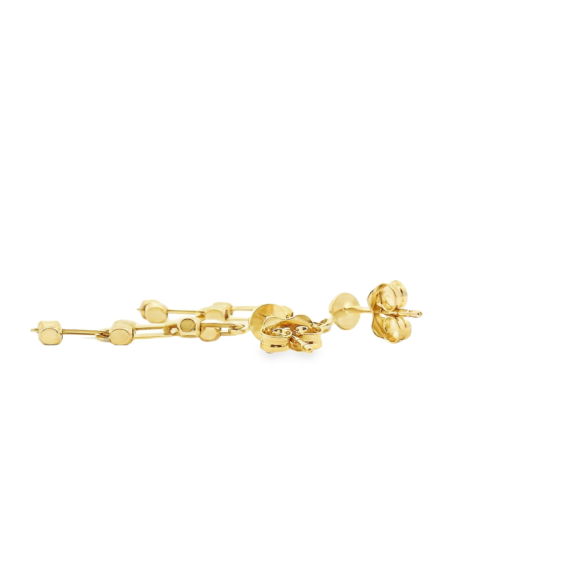 9ct Yellow Gold Drop Oblong & Dot Stud Earrings