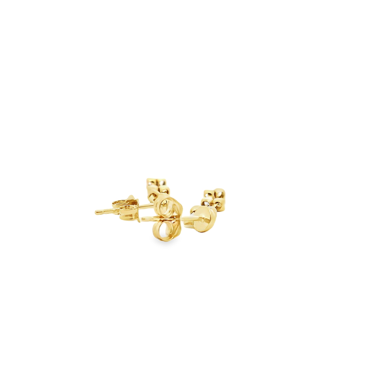 9ct Yellow Gold Drop Oblong & Dot Stud Earrings