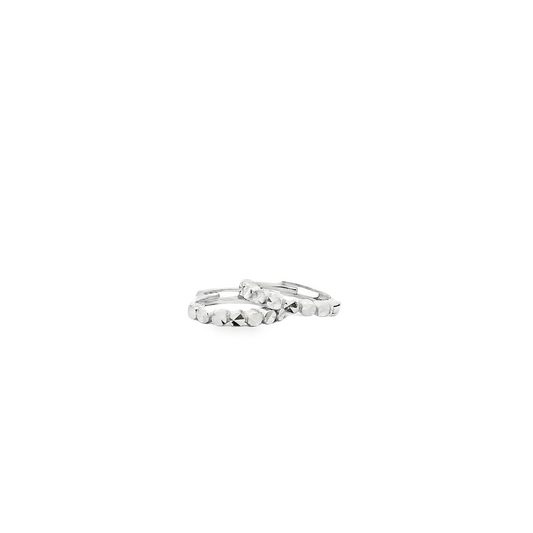 9ct White Gold 8x1.8mm Diamond Cut Huggie Earrings