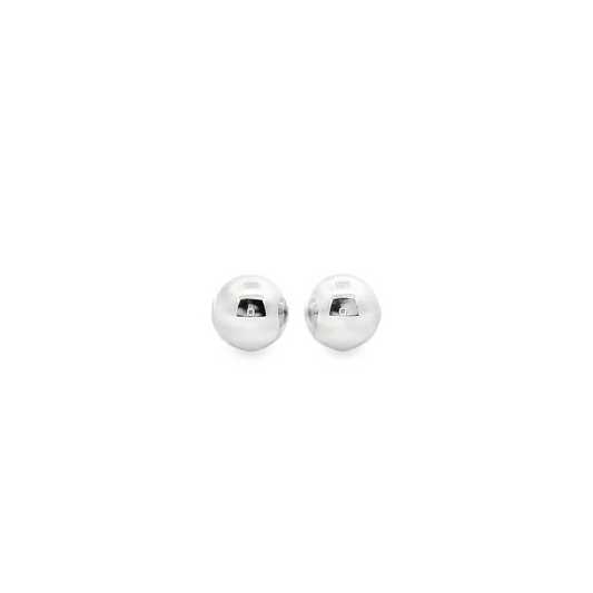 9ct White Gold 8mm Half Ball Stud Earrings