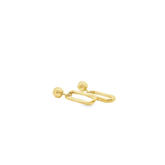 9ct Yellow Gold Oblong Drop Link Stud Earrings