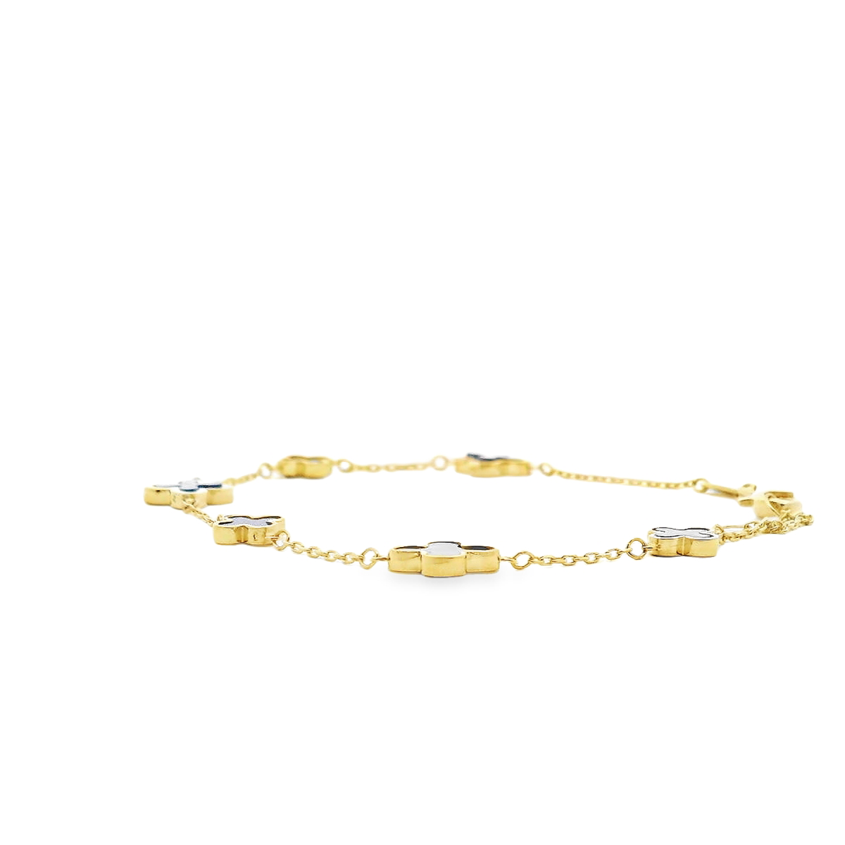 9ct Yellow Gold Lapis Flower Bracelet