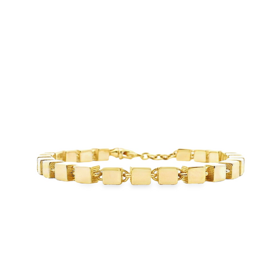 9ct Yellow Gold 5mm Shiny Block Bracelet