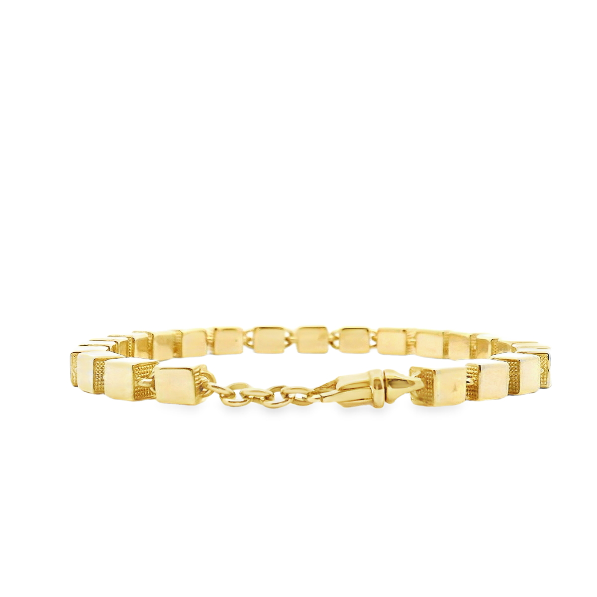 9ct Yellow Gold 5mm Shiny Block Bracelet