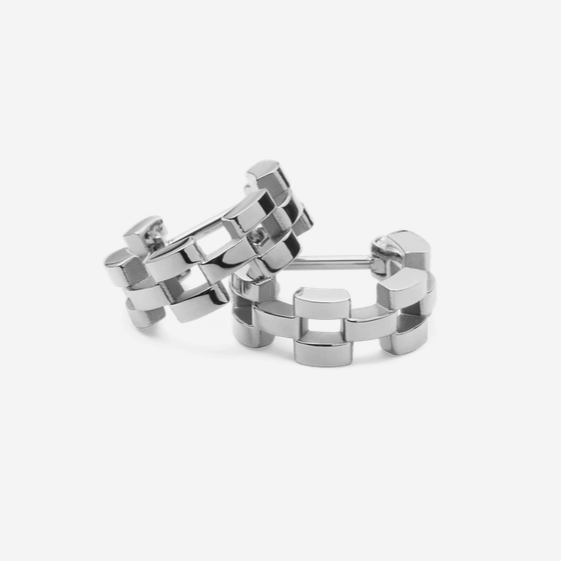 Daniel Wellington Steel Perfect Pair Link 3 Row Earrings