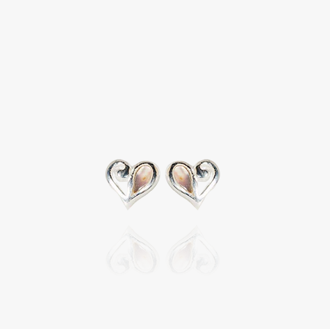 Evolve Sterling Silver Mini Paua Heart Stud Earrings