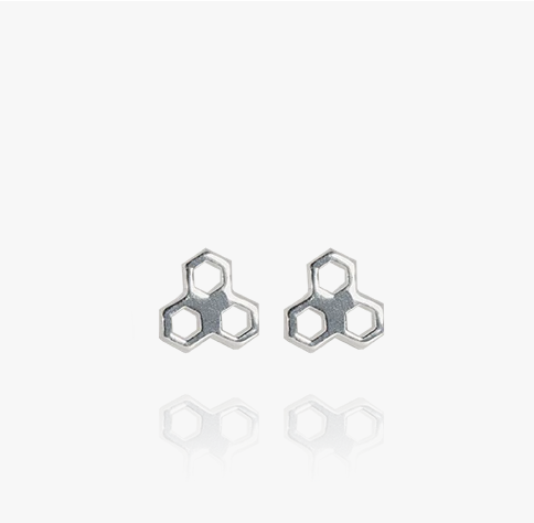 Evolve Sterling Silver Mini Honeycomb Stud Earrings