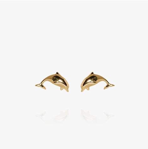 Evolve Gold Plated Mini Dolphin Stud Earrings