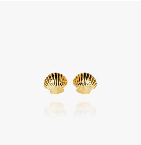 Evolve Gold Plated Mini Scallop Stud Earrings