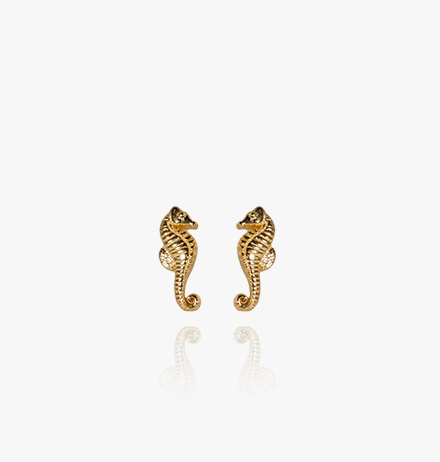 Evolve Gold Plated Seahorse Stud Earrings