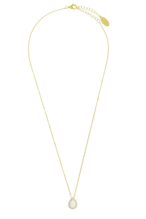Georgini Gold Plated Opal Glow Rozelle White Created Opal Pendant