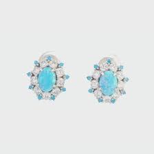 Georgini Sterling Silver Opal Glow Blue Created Opal Circle Earrings