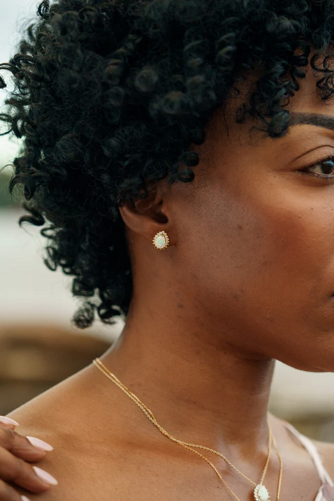 Georgini Gold Plated Opal Glow Rozelle White Created Opal Earrings