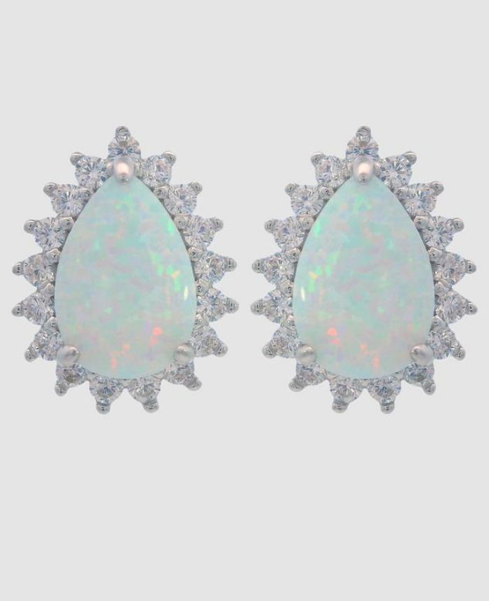 Georgini Sterling Silver Opal Glow Rozelle White Created Opal Earrings