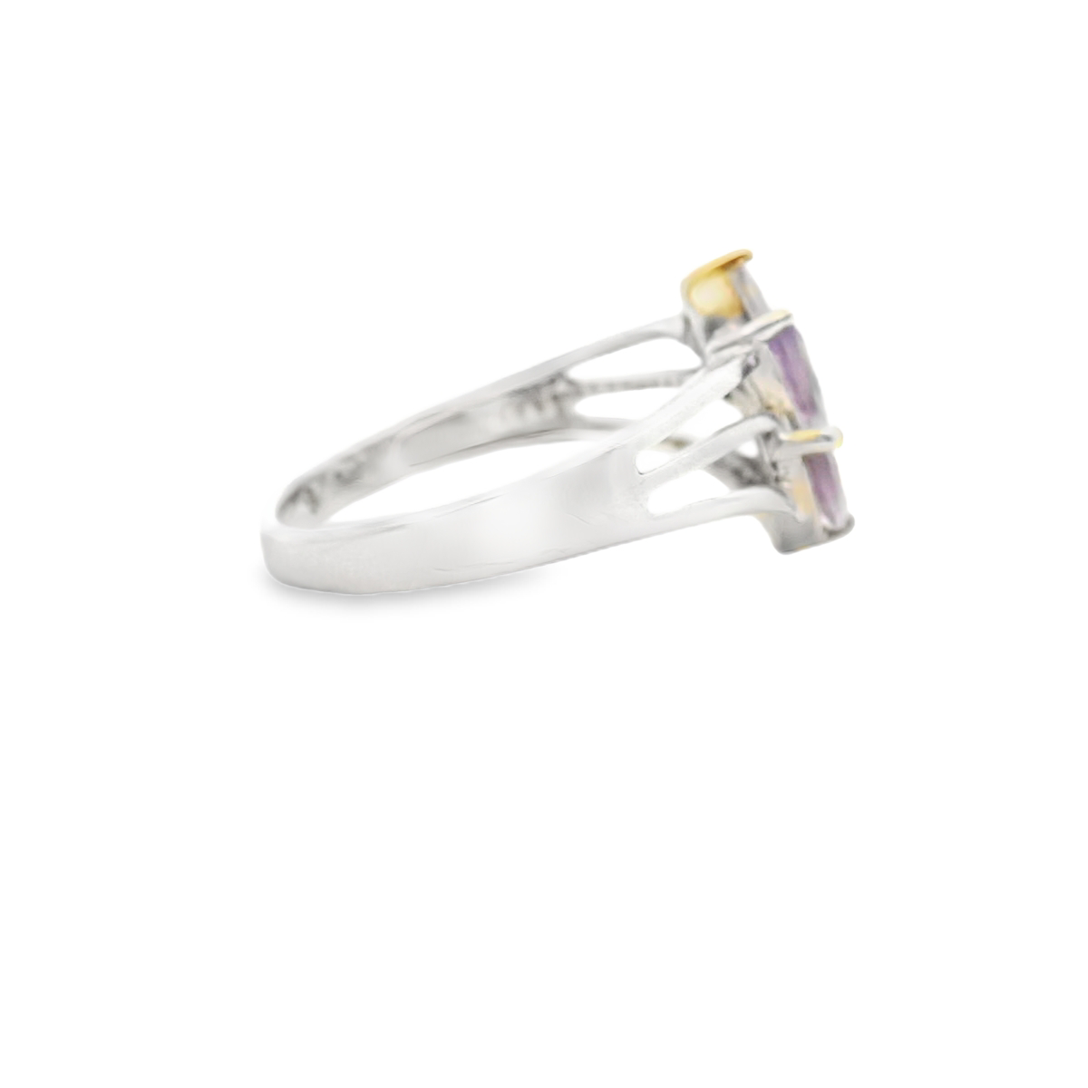 Estate Sterling Silver Amethyst & Cubic Zirconia Ring