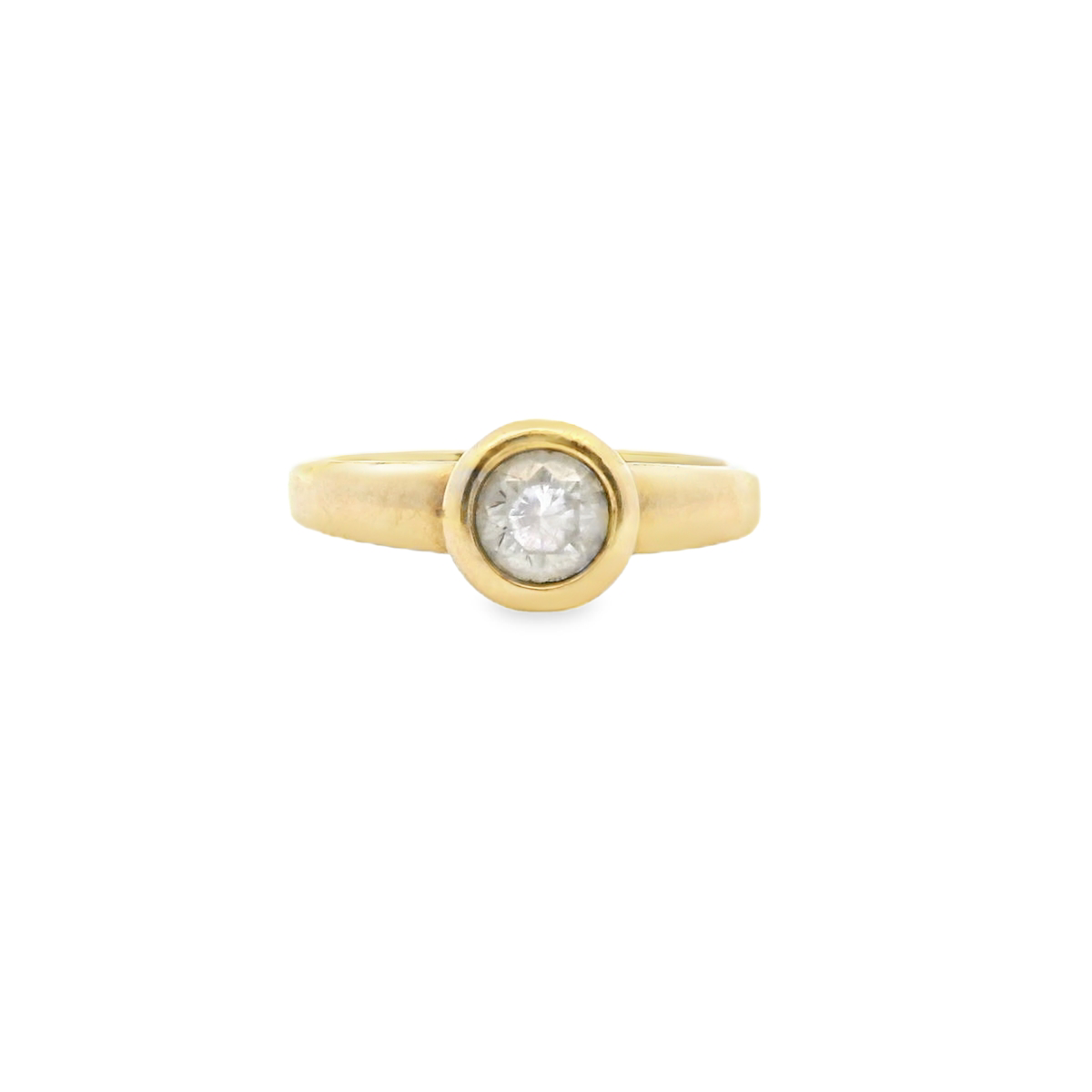 Estate 9ct Yellow Gold Cubic Zirconia Bezel Set Ring