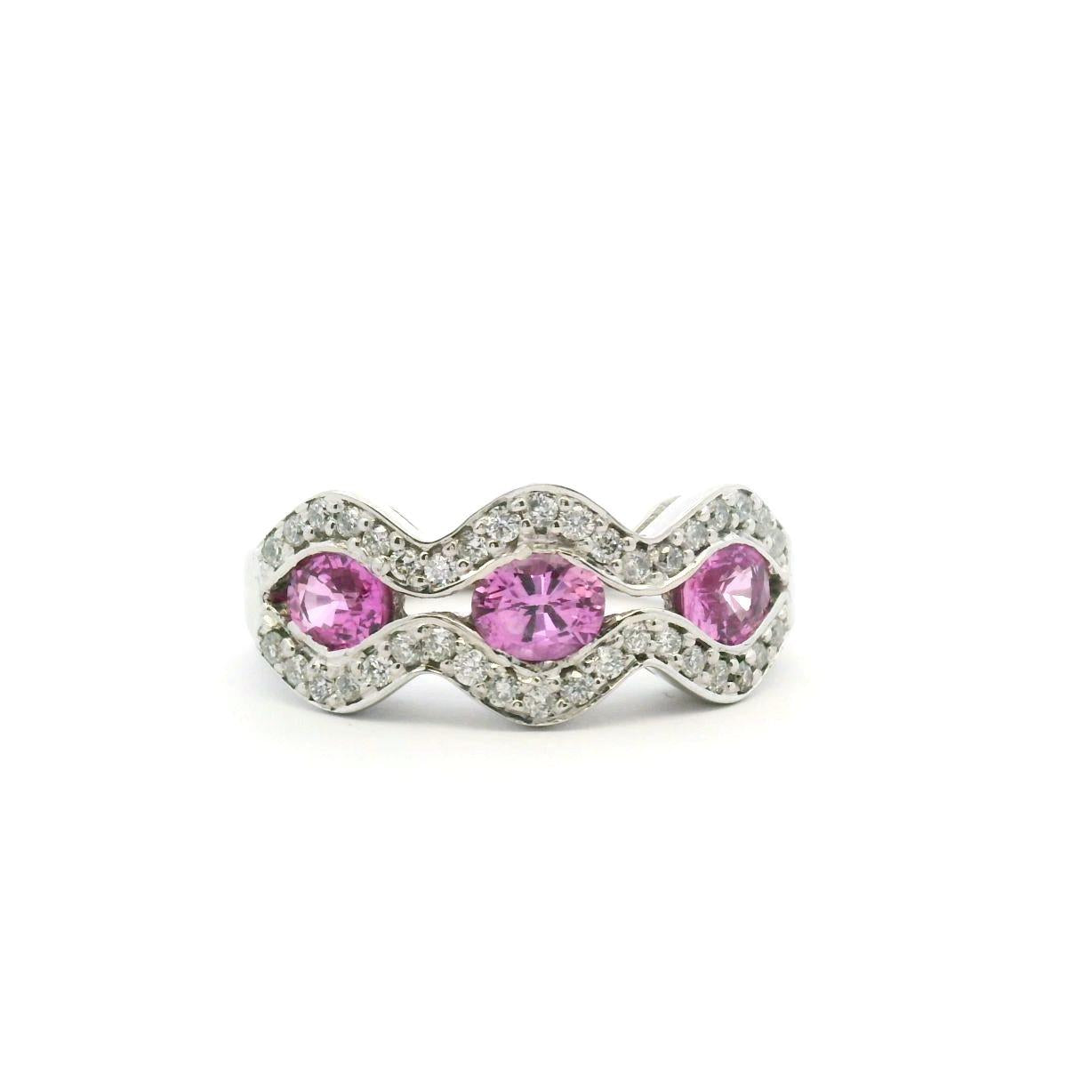 Pink Sapphire & Diamond 9ct White Gold Dress Ring