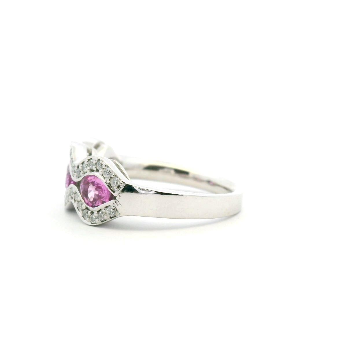 Pink Sapphire & Diamond 9ct White Gold Dress Ring