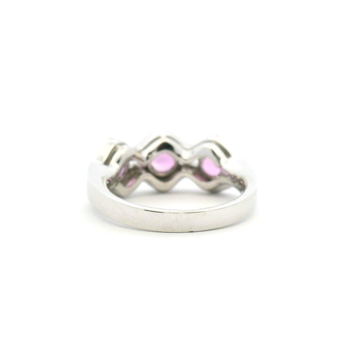 Pink Sapphire & Diamond 9ct White Gold Dress Ring