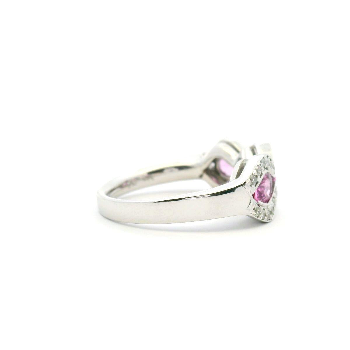 Pink Sapphire & Diamond 9ct White Gold Dress Ring