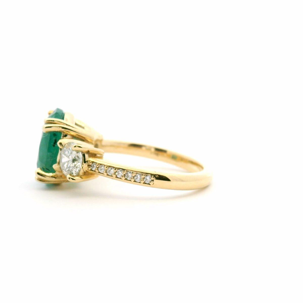 Emerald & Diamond 9ct Yellow Gold Ring