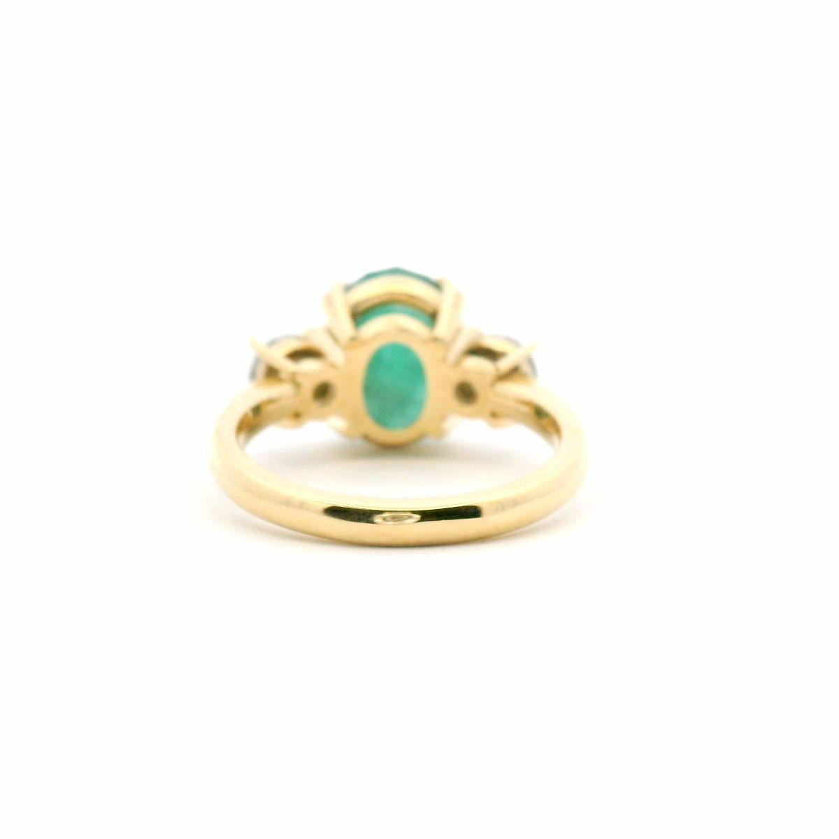 Emerald & Diamond 9ct Yellow Gold Ring